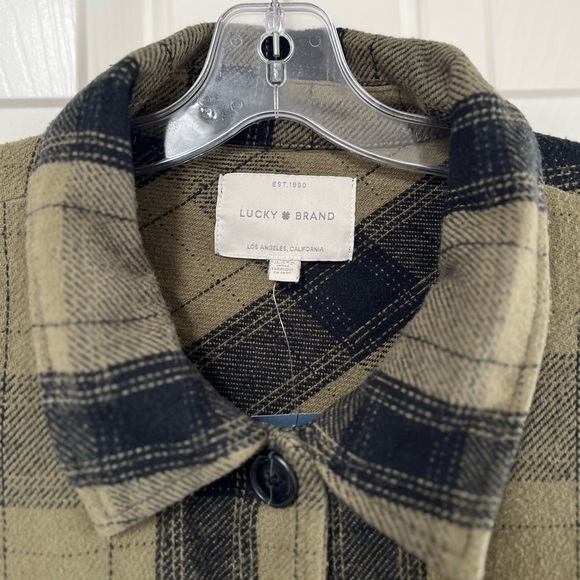 NWT Lucky Brand Oversized Flannel Shirt XL Green - Picture 5 of 12